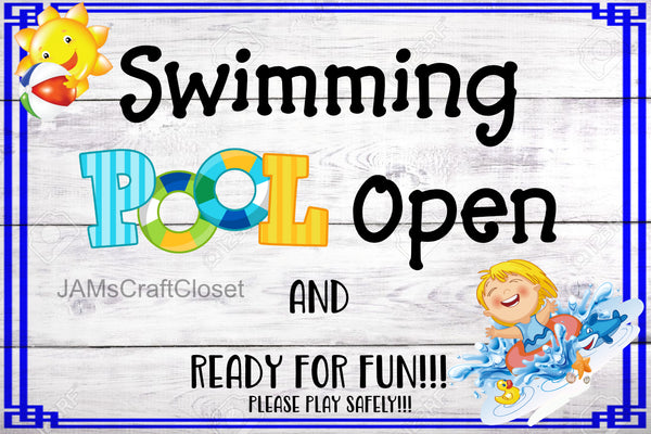 SWIMMING POOL OPEN - DIGITAL GRAPHICS  My digital SVG, PNG and JPEG Graphic downloads for the creative crafter are graphic files for those that use the Sublimation or Waterslide techniques - JAMsCraftCloset