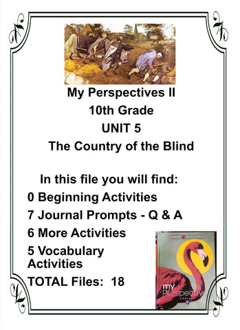 My Perspectives English II 10th Grade UNIT 5 THE COUNTRY OF THE BLIND Teacher Resource Lesson Supplemental Activities - JAMsCraftCloset