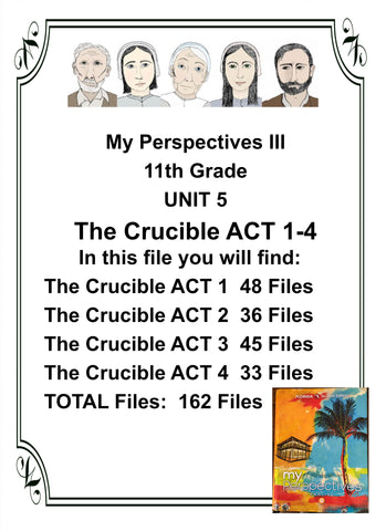 My Perspectives English III UNIT 5 THE CRUCIBLE ACTS 1 to 4 11th Grade BUNDLE 4 PASSAGES Teacher Resource Lesson Supplemental Activities - JAMsCraftCloset