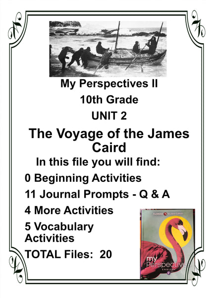 My Perspectives English II 10th Grade UNIT 2 THE VOYAGE OF JAMES CAIRD Teacher Resource Lesson Activities - JAMsCraftCloset