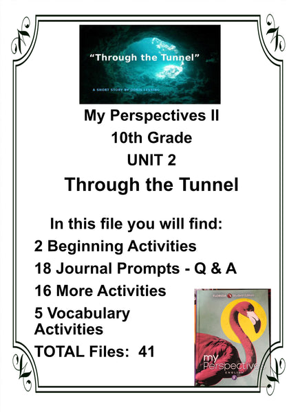 My Perspectives English II 10th Grade UNIT 2 THROUGH THE TUNNEL Teacher Resource Lesson Activities - JAMsCraftCloset