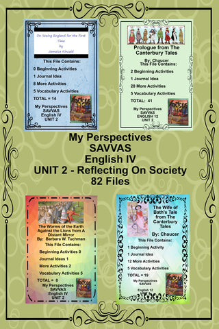My Perspectives English IV UNIT 2 REFLECTING ON SOCIETY Teacher Supplemental Activities 4 Passages - JAMsCraftCloset