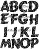 ALPHABET SET Digital Graphic Design Typography Clipart SVG-PNG Sublimation WHITE FLORAL BLACK BACKGROUND Design Download Crafters Delight - JAMsCraftCloset