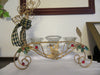 Reindeer 3 Candle Holder Vintage Wire Holiday With Christmas Tree Holly Berries Centerpiece - JAMsCraftCloset