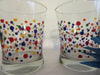 Glasses Rock Water Hand Painted Clear Glass Dot Red, Blue, Orange, Green, Yellow Dots Set of Two - JAMsCraftCloset