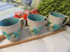 Mugs Floral Gray Hand Painted Aqua Inside Mug BUY 2 Get 1 FREE - JAMsCraftCloset