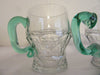 Mugs Coffee Tea Vintage Clear Glass Green Handle Handmade HandleSet of Two - JAMsCraftCloset