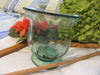 Vase Green Glass Short Flower Vintage Handblown Small - JAMsCraftCloset