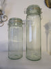 Canister Flip Top Glass Jar Vintage Green 13 In Pasta Spaghetti Holder and Smaller 10 In Canister - JAMsCraftCloset