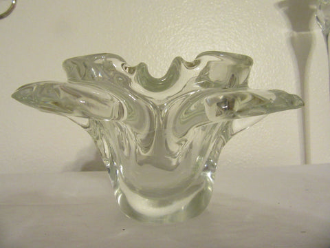 Candle Holder Tea Light Vintage Heavy Clear Glass - JAMsCraftCloset