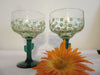 Unique Vintage Hand Painted One of a Kind Margarita Green Saguaro Cactus Stemware - Green and Gold HAPPY DOTS - Set of 4 - JAMsCraftCloset