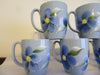 Mugs Coffee Tea  Hand Painted Blue Mugs Blue Floral Accents Set of 4 BUY 4 Get 1 FREE - JAMsCraftCloset