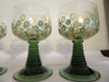 TINY Wine Glasses Hand Painted Green Stemmed Green Gold HAPPY DOTS  Set of 4 - JAMsCraftCloset