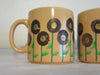 Mugs Coffee Hand Painted HAPPY DOT Floral Design Peach Mug Brown Gold Flowers - JAMsCraftCloset