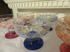 Unique One of A Kind Vintage Hand Painted Dessert Stemware Bowls-Colored Stems-Set of 6-Orange Blue Rose-HAPPY DOTS-Stem Color and Gold Dots JAMsCraftCloset