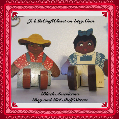 Shelf Sitter Black Americana Boy and Girl Vintage Collectible Memorabilia - JAMsCraftCloset