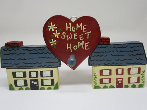 Wall Plaque Vintage Wooden Home Sweet Home Shelf Sitter Handmade Hand Painted - JAMsCraftCloset