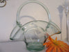 Basket Light Green Glass Vintage Handmade Depression Glass - JAMsCraftCloset