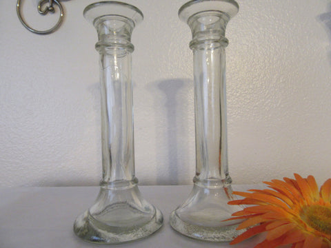 Candlestick Holders Vintage Pale Green Depression Glass Set of 2 - JAMsCraftCloset