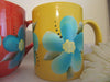 Mugs Coffee Tea Mugs Hand Painted Mugs Aqua Floral Mugs - JAMsCraftCloset