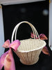Basket Flower Girl Vintage Peach Woven Verigated Rust to Peach Bows Wedding Table Decor - JAMsCraftCloset