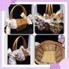 Basket Flower Girl Vintage Woven Large Purple and Orange Floral Bows Wedding Accessory Table Decor - JAMsCraftCloset