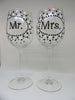 MR and MRS Stemware Wine Glasses Hand Painted Black White and Bronze Polka Dots SET of 2 Barware Drinkware Toasting Glasses Table Decor Gift JAMsCraftCloset