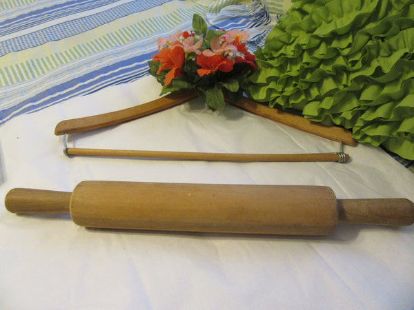 Rolling Pins Vintage Wooden 2 Choices Solid Wood Handmade Handles Attached Red Handled One - JAMsCraftCloset
