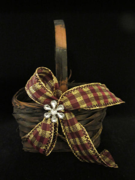 Basket Flower Girl Vintage Natural Black Woven Wedding Accessory Table Decor - JAMsCraftCloset
