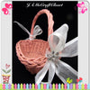 Basket Flower Girl Vintage Rose Rectangle Wicker White Bows Crystal Flower Wedding Table Decor - JAMsCraftCloset
