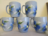 Mugs Coffee Tea  Hand Painted Blue Mugs Blue Floral Accents Set of 4 BUY 4 Get 1 FREE - JAMsCraftCloset