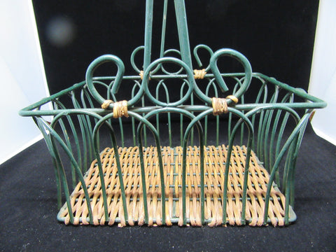 Basket Flower Girl Wire Woven Bottom Vintage Green Wedding Accessory Table Decor - JAMsCraftCloset