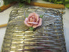 Basket Silver Plate Vintage Woven Pink Ceramic Rose Accents - JAMsCraftCloset