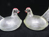 Nesting Chickens Vintage Small Clear Glass Red Details Set of 2 - JAMsCraftCloset