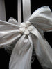 Basket Flower Girl Vintage Silver Woven Basket Silver Bows White Flower Wedding Table Decor - JAMsCraftCloset