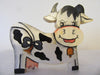 Shelf Sitter Happy Cow Vintage Handmade Hand Painted Wooden - JAMsCraftCloset