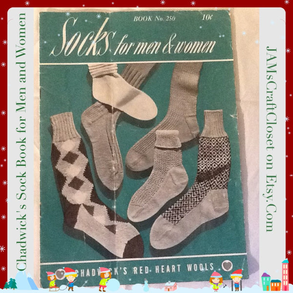 Knitting Patterns Socks for Men Women Book Number 250 Vintage 1949 - JAMsCraftCloset