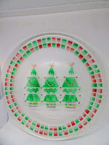 Plate Platter or Serving Dish Christmas Round Hand Painted Neiman Marcus 2001 - JAMsCraftCloset