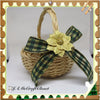 Basket Flower Girl Round Woven Natural Green Gold Bow Wedding Accessory Table Decor - JAMsCraftCloset