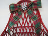 Basket Wall Red Woven Red, Green, Gold Plaid Bow Crystal Flower Accent - JAMsCraftCloset