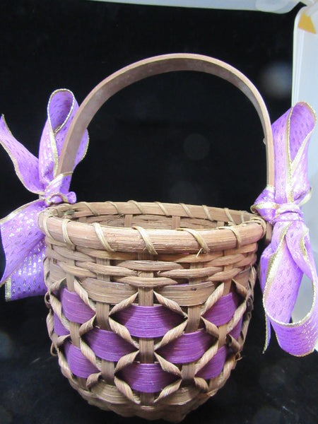 Basket Flower Girl Wedding Accessory Table Decor Vintage Natural Purple - JAMsCraftCloset