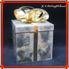 Candlestick Holder GODINGER Gift Box Tarnished Looking Metal Silver With Gold Bow - JAMsCraftCloset