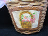 Basket Flower Girl Wedding Table Decor Vintage Natural Woven Applique Pale Pink Bows - JAMsCraftCloset