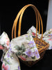 Basket Flower Girl Vintage Woven Large Purple and Orange Floral Bows Wedding Accessory Table Decor - JAMsCraftCloset
