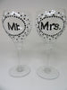 MR and MRS Stemware Wine Glasses Hand Painted Black White and Silver Polka Dots SET of 2 Toasting Glasses Wedding Table Decor Gift Idea - JAMsCraftCloset