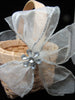 Basket Flower Girl Vintage Round Peach Woven White Bows Wedding Table Decor - JAMsCraftCloset