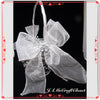 Basket Flower Girl Vintage Wedding Table Decor Round Silver Woven Weave on Handle White Bows - JAMsCraftCloset