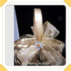 Basket Flower Girl Wedding Table Decor Vintage Gold Rectangle Woven Gold Bow Bling Flower - JAMsCraftCloset