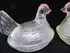 Nesting Chickens Vintage Small Clear Glass Red Details Set of 2 - JAMsCraftCloset