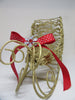 Sleigh Holiday Christmas Wire Gold Red Polka Dot Bow Bling Flower Accent - JAMsCraftCloset